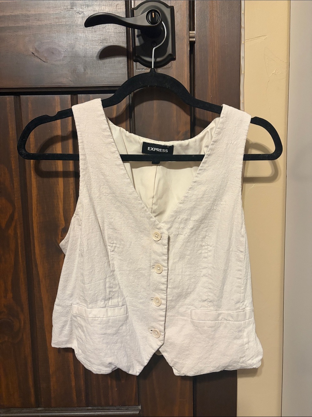 Express White Button-Front Vest